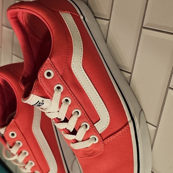 Womens Vans Pink and White Low-Top Sneakers - Picture 4 of 8